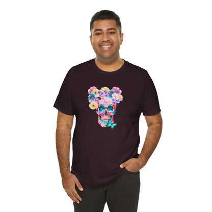 Neon Floral Skull Unisex Jersey Short Sleeve Tee