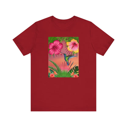 Hummingbird & Hibiscus Unisex Jersey Short Sleeve Tee