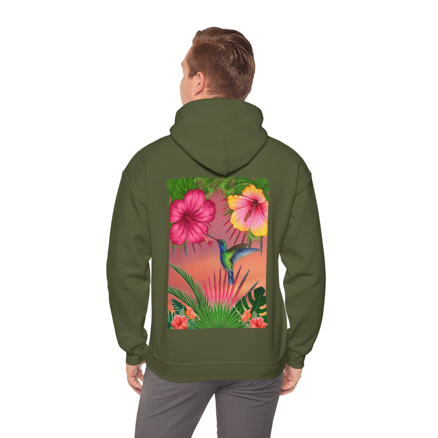 Hummingbird & Hibiscus Unisex Heavy Blend™ Hooded Sweatshirt