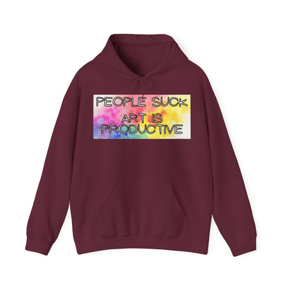 People Suck. Art is Productive. Unisex Heavy Blend™ Hooded Sweatshirt