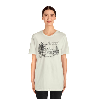 I Will Meet Myself In The Wild Places - Line Drawn Unisex Jersey Short Sleeve Tee