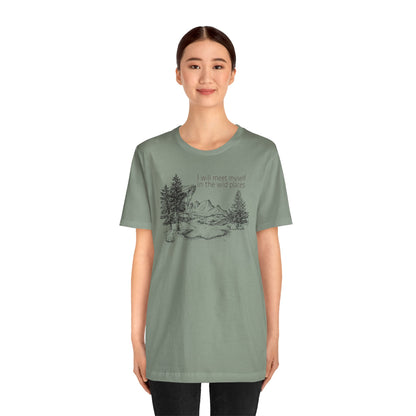 I Will Meet Myself In The Wild Places - Line Drawn Unisex Jersey Short Sleeve Tee