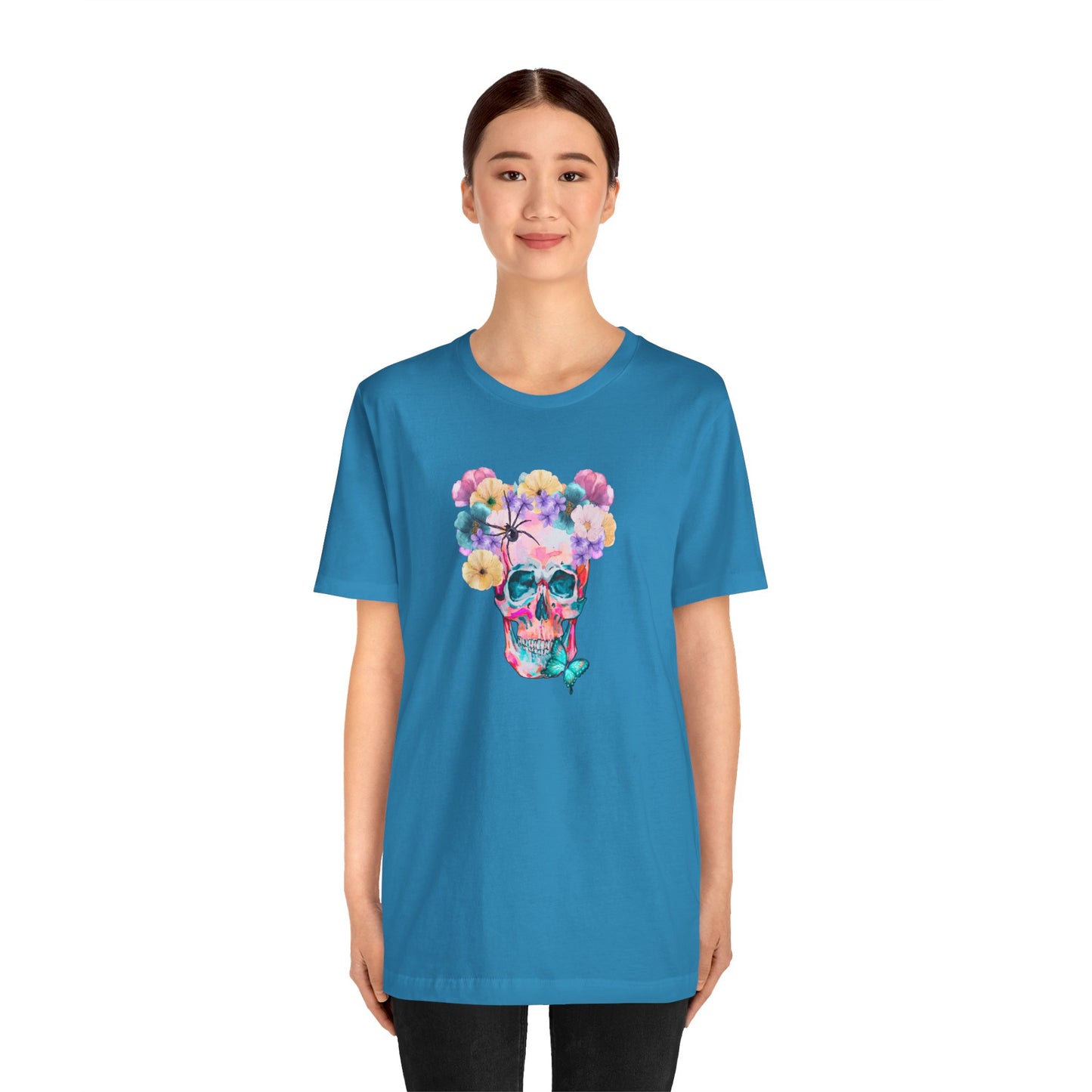 Neon Floral Skull Unisex Jersey Short Sleeve Tee