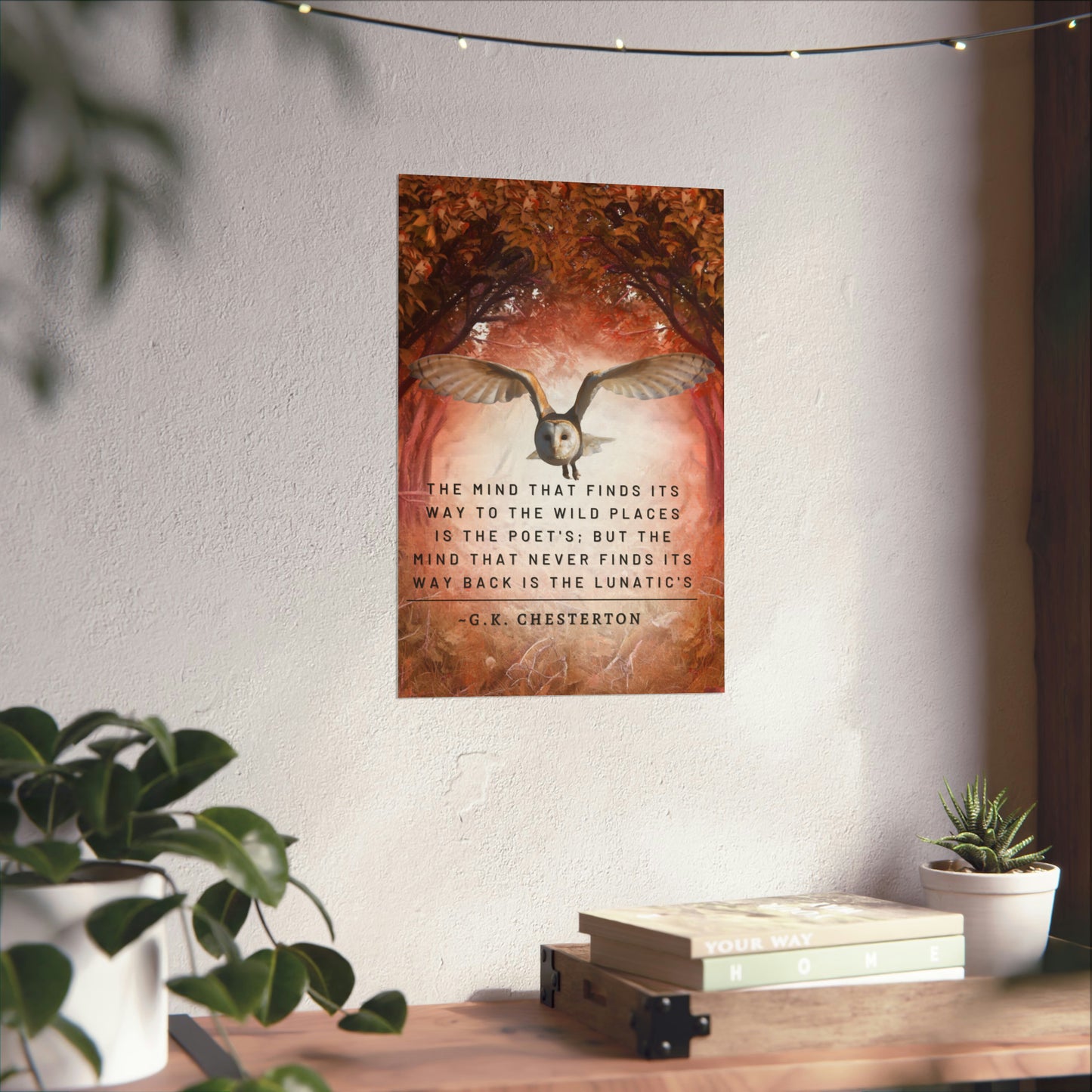 Owl in the Woods - GK Chesterton Quote Matte Vertical Posters