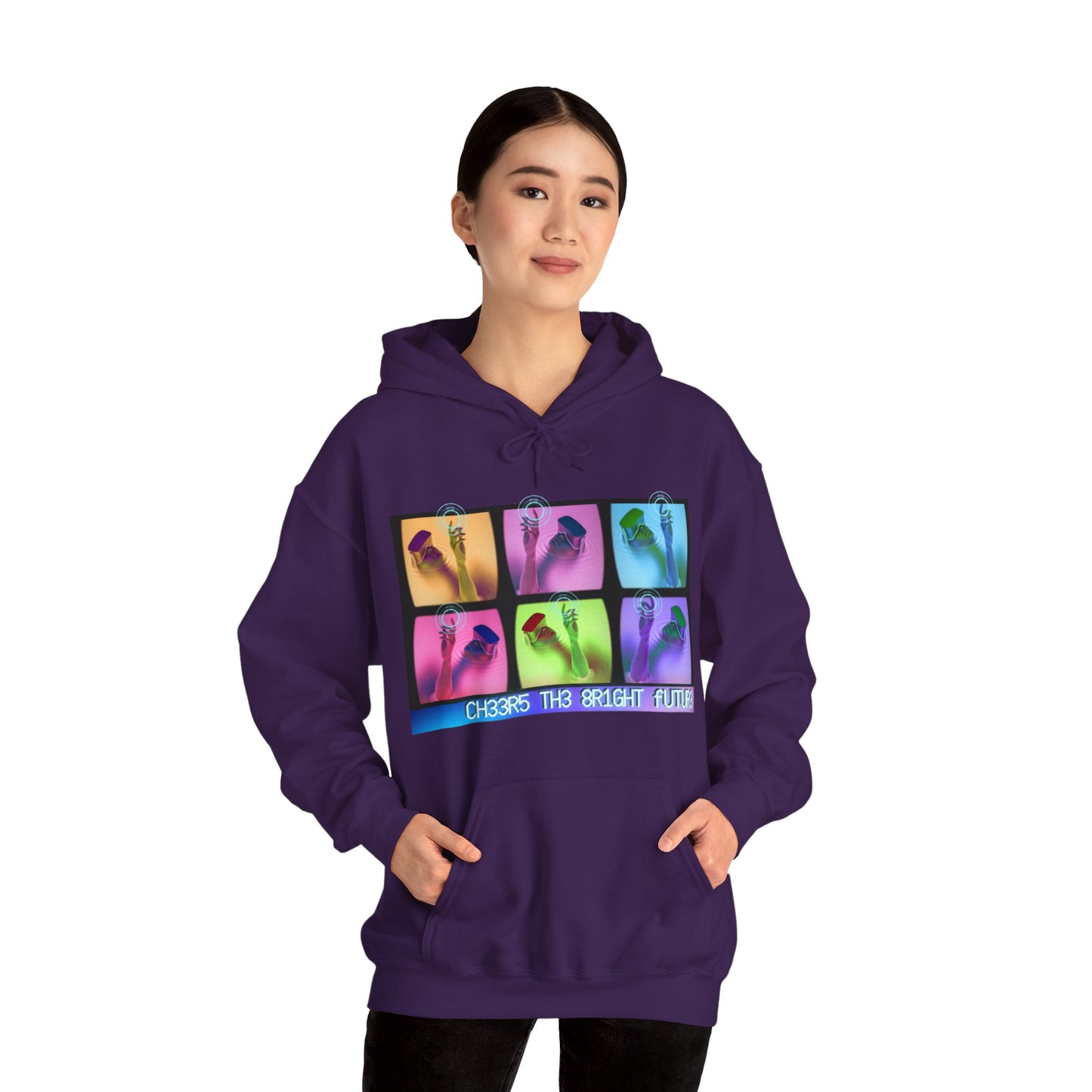 Ch33r5 Th3 8r1ght futur3" Unisex Heavy Blend™ Hooded Sweatshirt