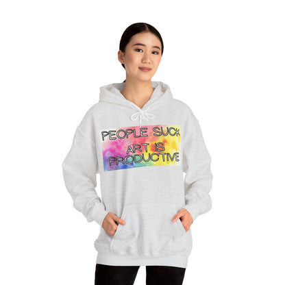 People Suck. Art is Productive. Unisex Heavy Blend™ Hooded Sweatshirt