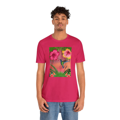 Hummingbird & Hibiscus Unisex Jersey Short Sleeve Tee