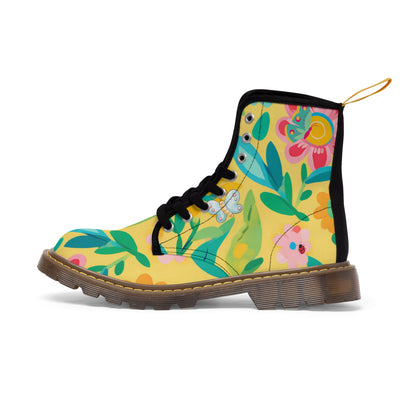 Yellow Floral Men's Canvas Boots