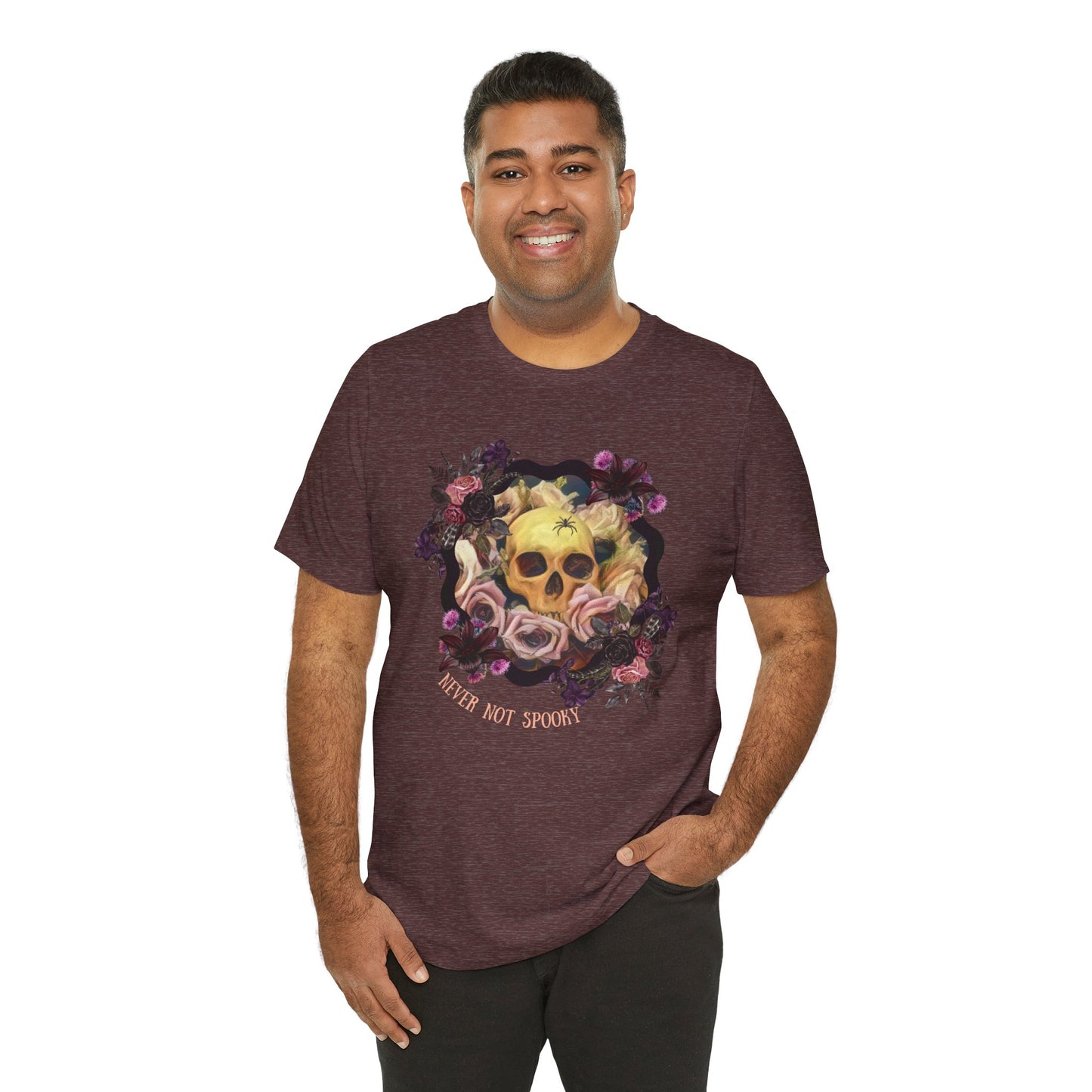 Never Not Spooky - Flower Skull Unisex Jersey Short Sleeve Tee