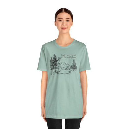 I Will Meet Myself In The Wild Places - Line Drawn Unisex Jersey Short Sleeve Tee