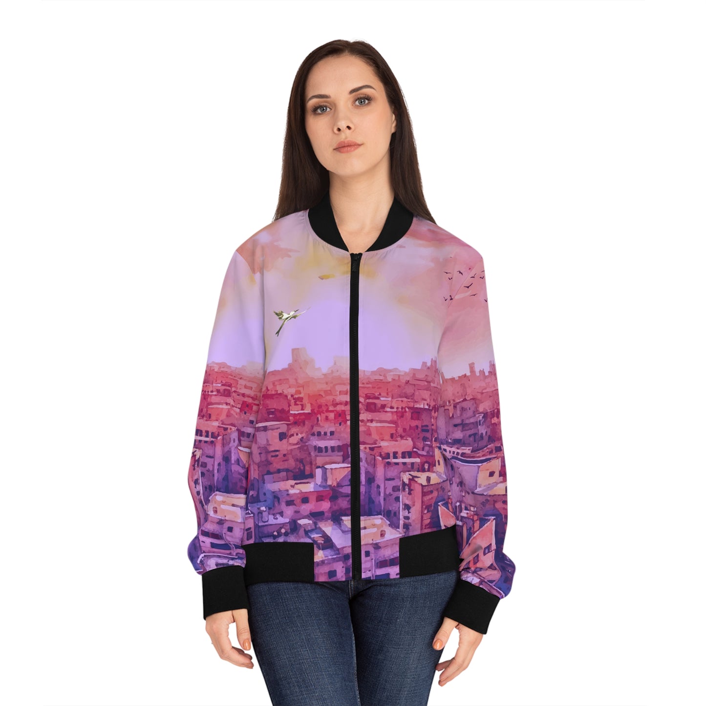 City Sunrise Women's Bomber Jacket (AOP)