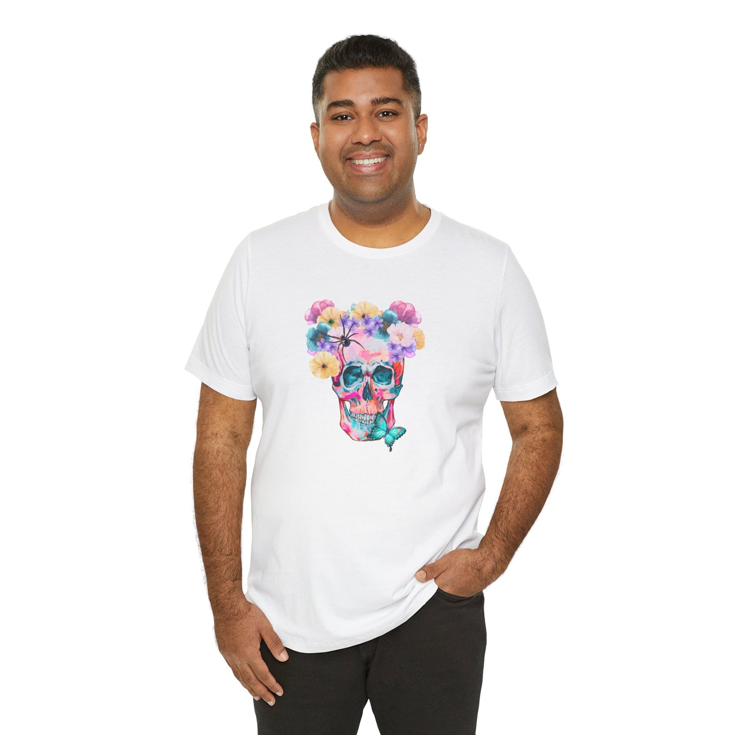 Neon Floral Skull Unisex Jersey Short Sleeve Tee