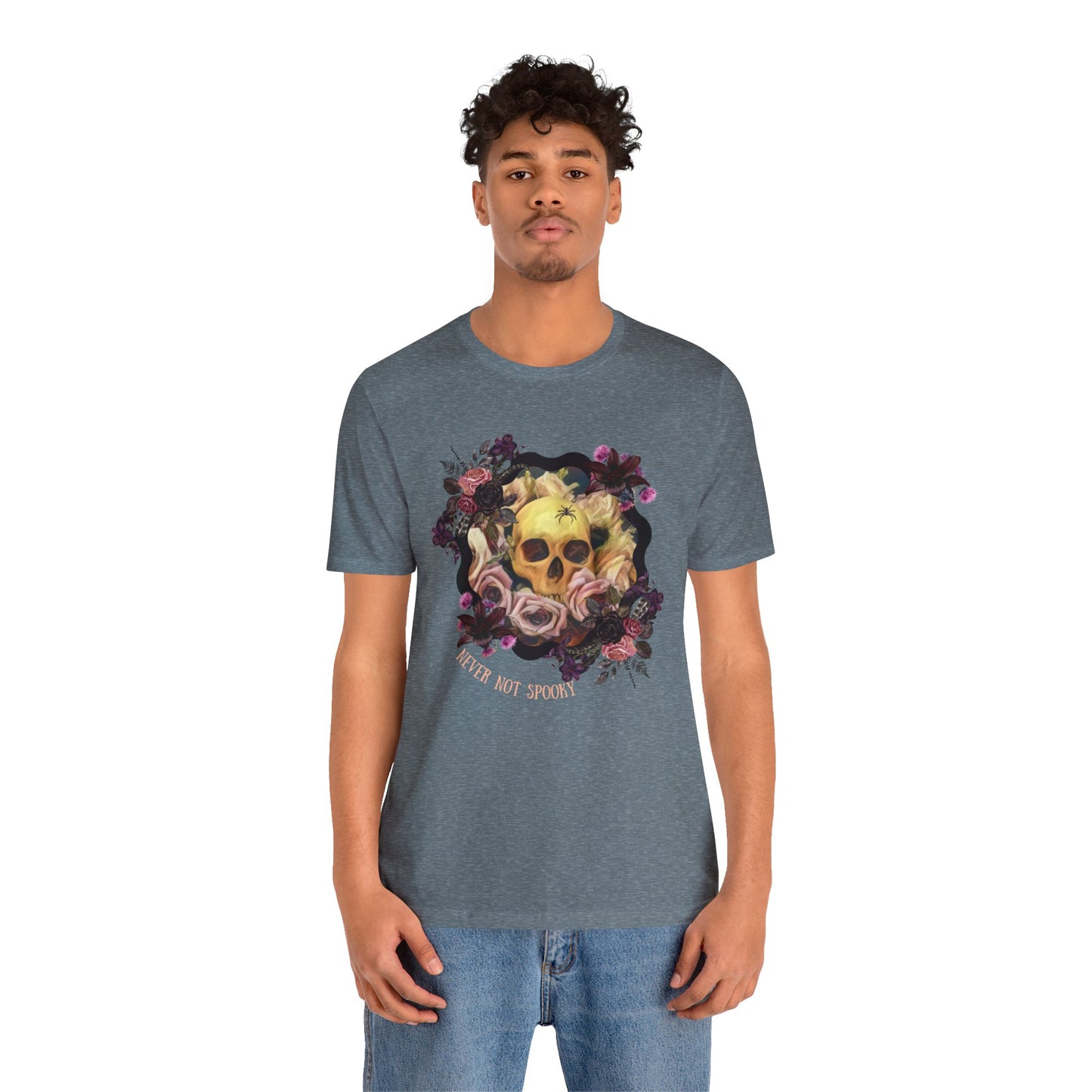 Never Not Spooky - Flower Skull Unisex Jersey Short Sleeve Tee