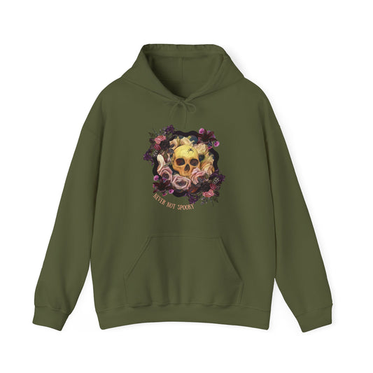 Never Not Spooky - Flower Skull Unisex Heavy Blend™ Hooded Sweatshirt