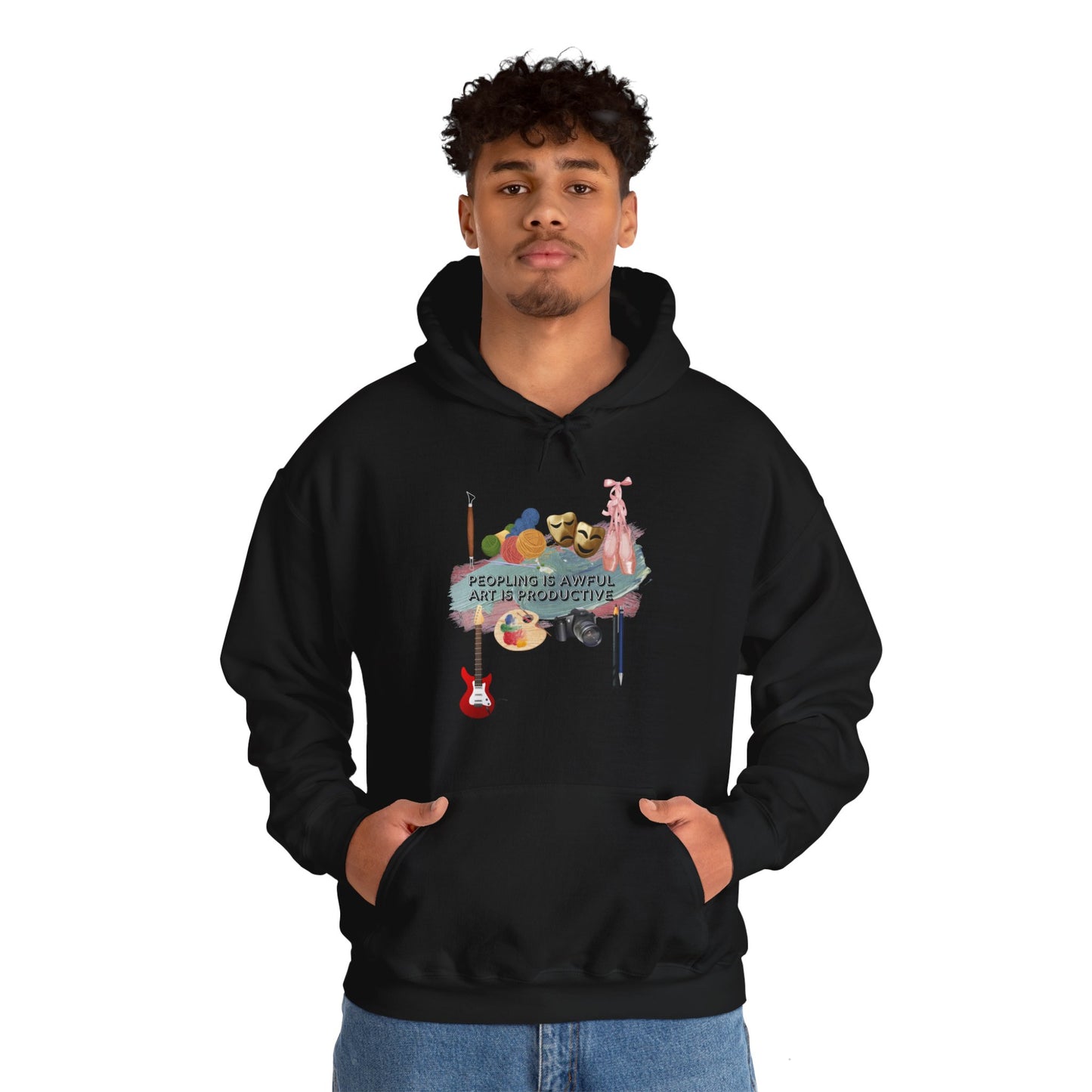 Peopling is awful. Art is productive. Unisex Heavy Blend™ Hooded Sweatshirt