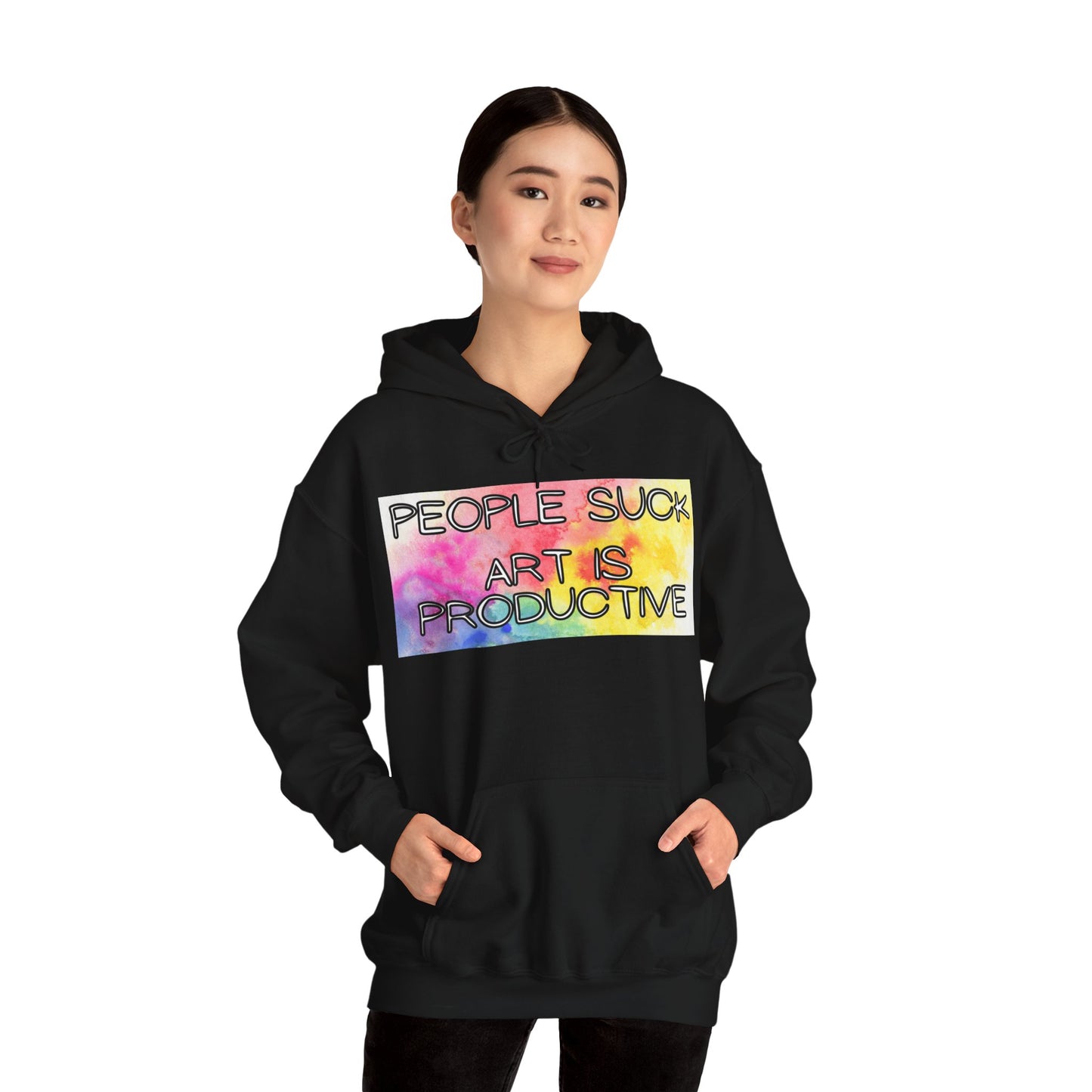 People Suck. Art is Productive. Unisex Heavy Blend™ Hooded Sweatshirt