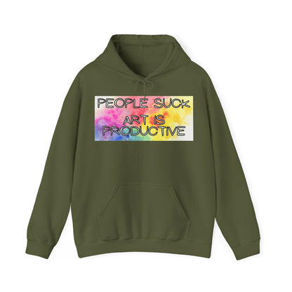 People Suck. Art is Productive. Unisex Heavy Blend™ Hooded Sweatshirt