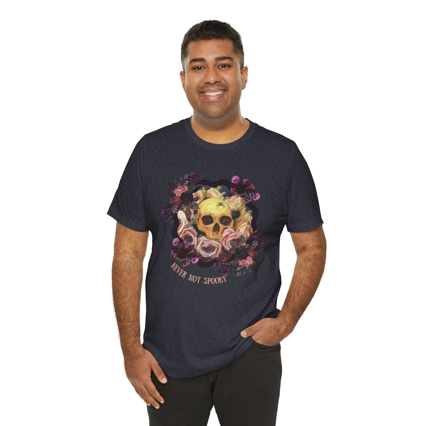 Never Not Spooky - Flower Skull Unisex Jersey Short Sleeve Tee