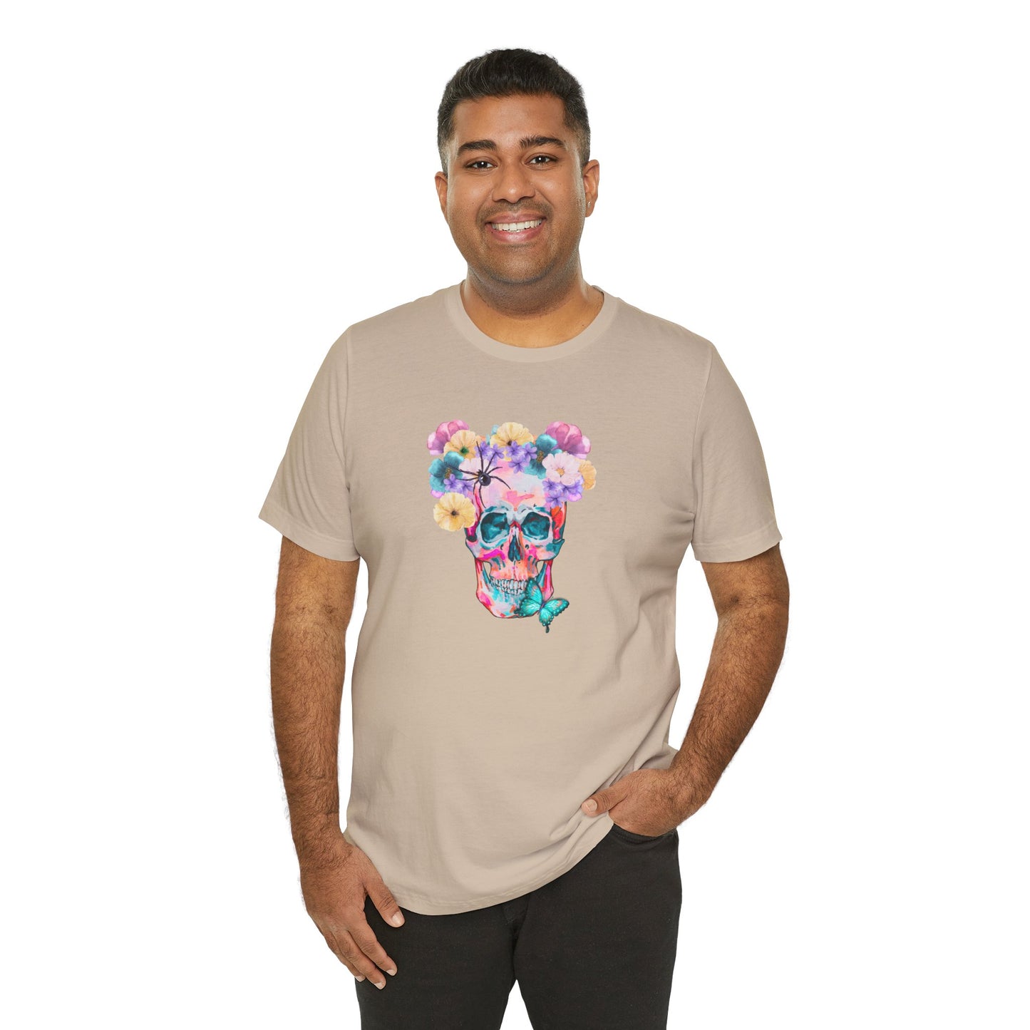 Neon Floral Skull Unisex Jersey Short Sleeve Tee