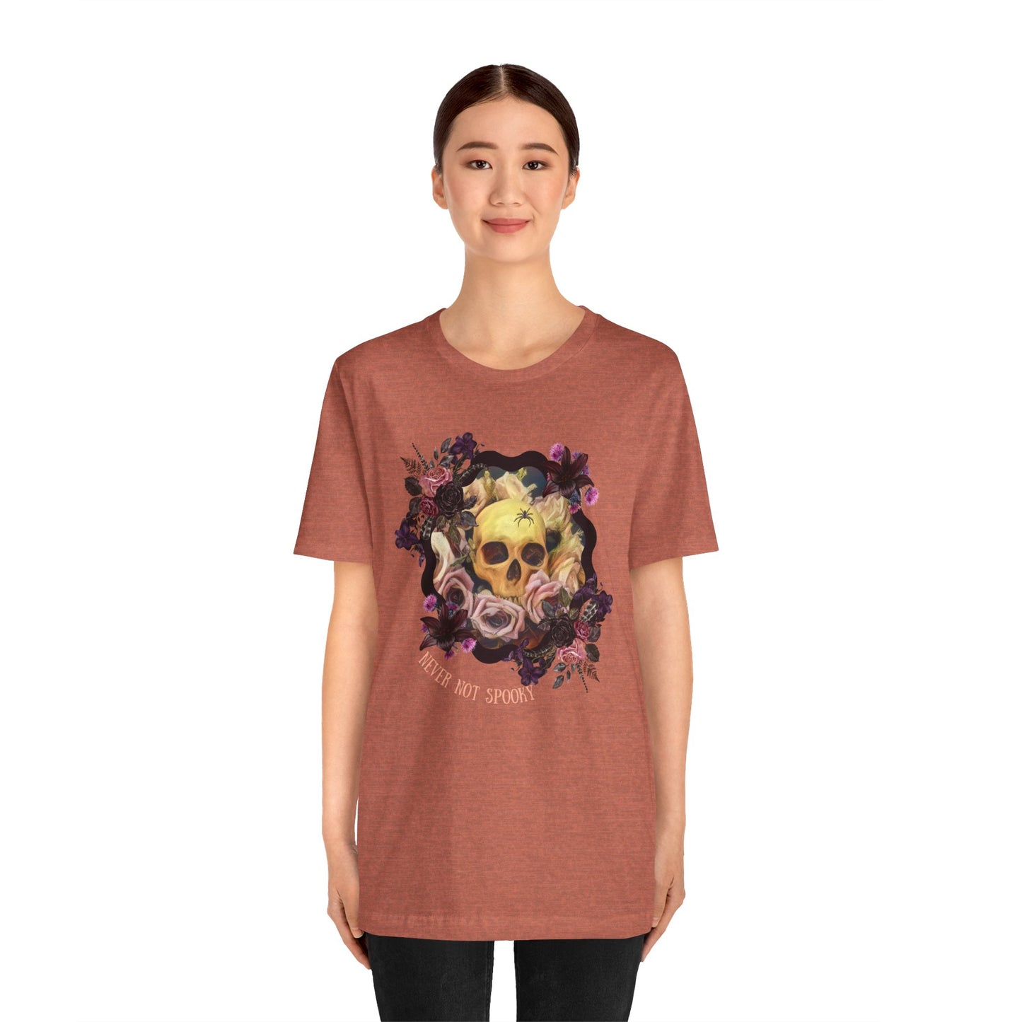 Never Not Spooky - Flower Skull Unisex Jersey Short Sleeve Tee