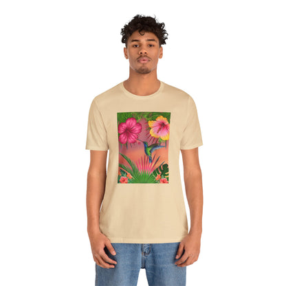 Hummingbird & Hibiscus Unisex Jersey Short Sleeve Tee