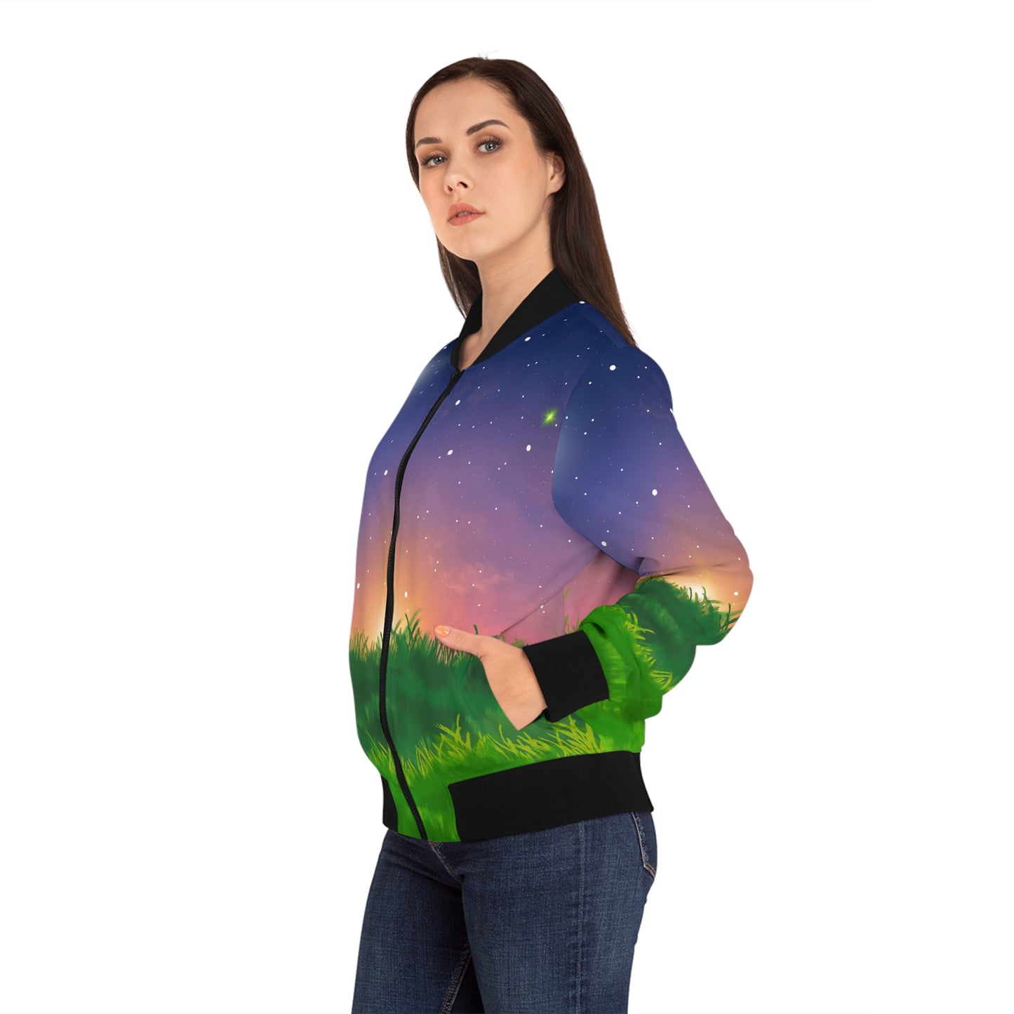 Grassy Sunset Women's Bomber Jacket (AOP)