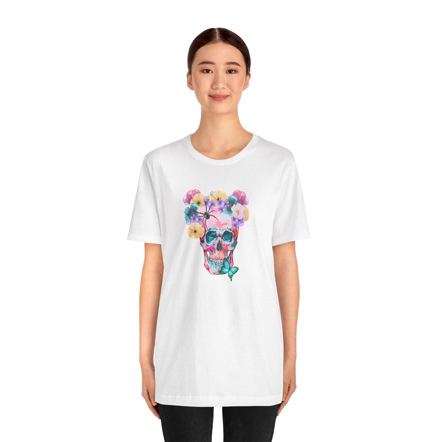 Neon Floral Skull Unisex Jersey Short Sleeve Tee