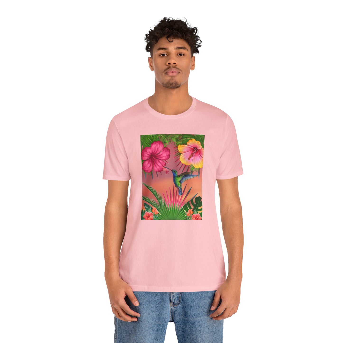 Hummingbird & Hibiscus Unisex Jersey Short Sleeve Tee