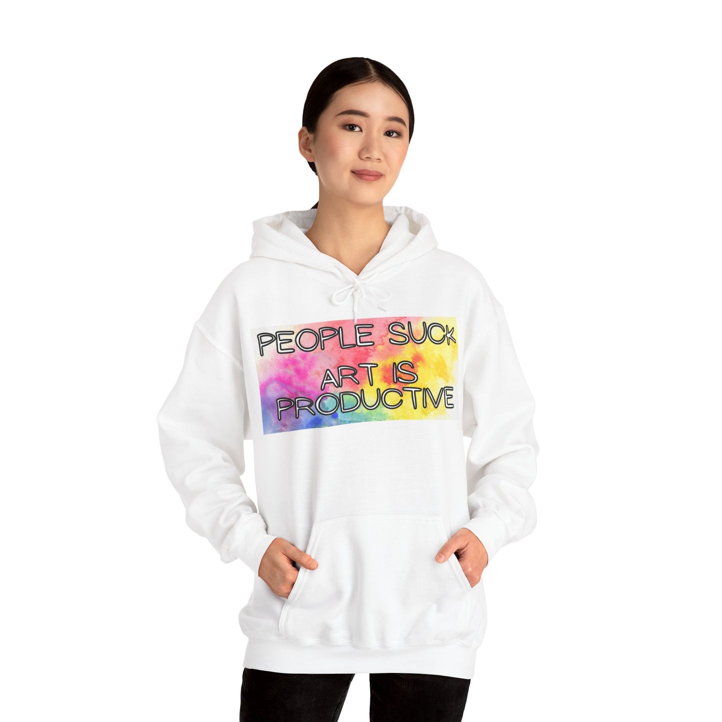 People Suck. Art is Productive. Unisex Heavy Blend™ Hooded Sweatshirt