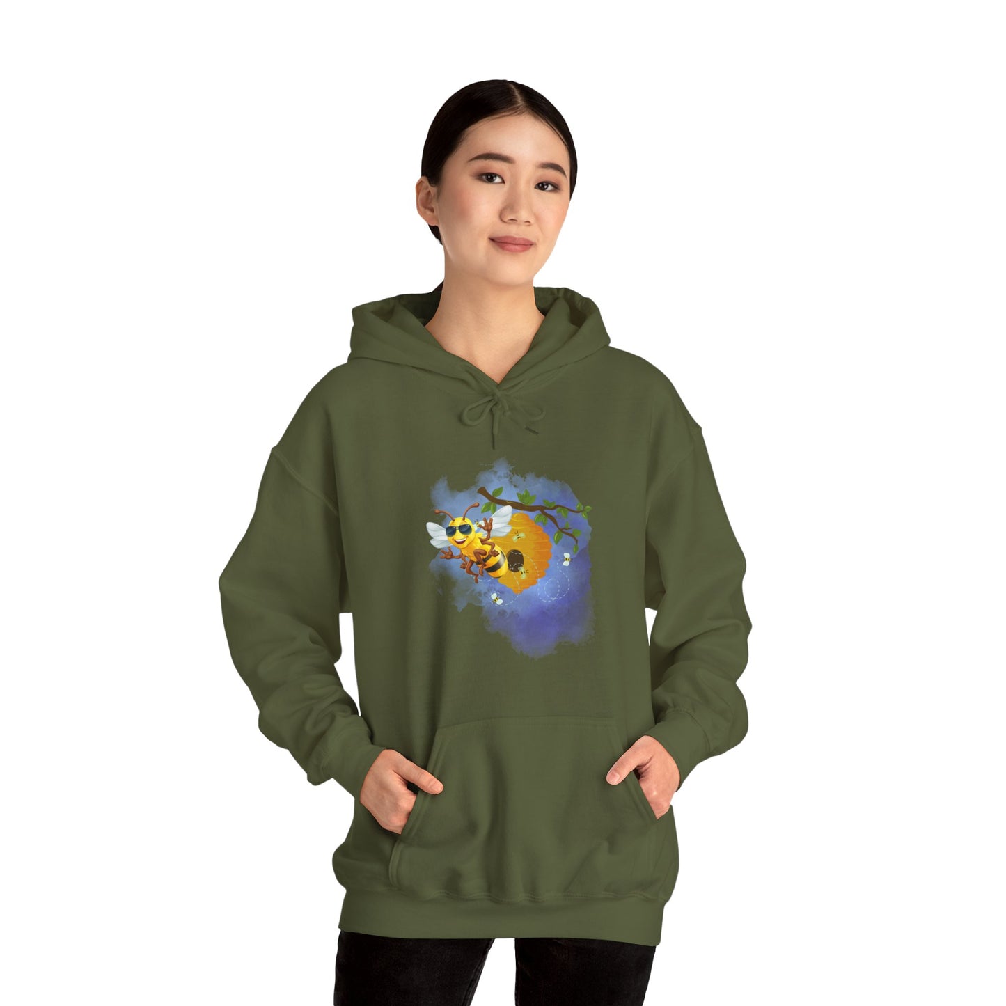 Super Cool Bee, Bro Unisex Heavy Blend™ Hooded Sweatshirt