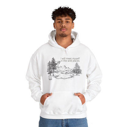 I Will Meet Myself In The Wild Places - Minimalist Unisex Heavy Blend™ Hooded Sweatshirt