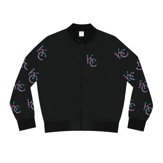 Argyle Print "KC" in the colors of KC Sports Teams Women's Bomber Jacket (AOP)