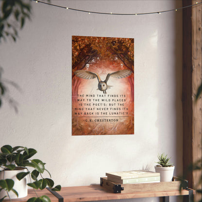 Owl in the Woods - GK Chesterton Quote Matte Vertical Posters