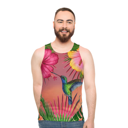 Hummingbird & Hibiscus Unisex Tank Top (AOP)