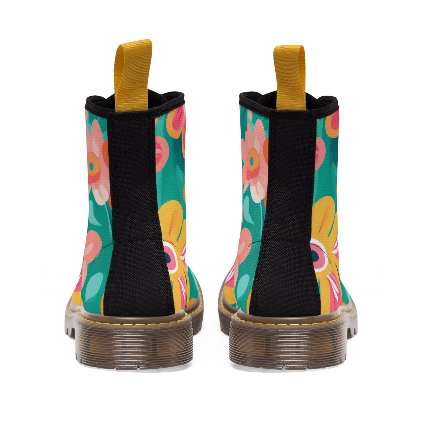 Turquoise Floral Men's Canvas Boots