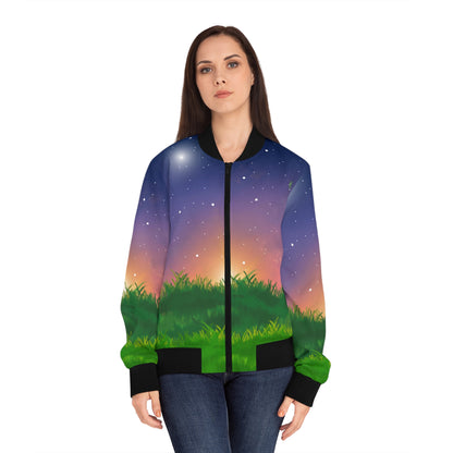 Grassy Sunset Women's Bomber Jacket (AOP)