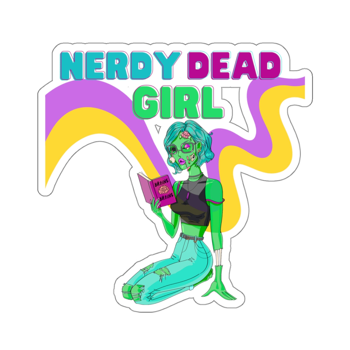 Nerdy Dead Girl Kiss-Cut Stickers