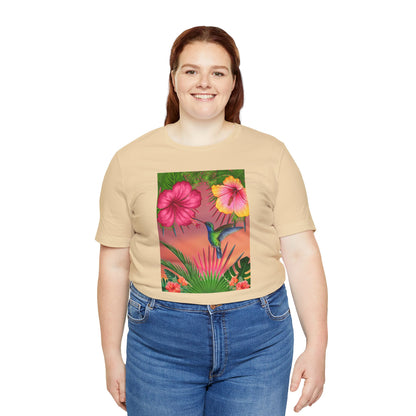 Hummingbird & Hibiscus Unisex Jersey Short Sleeve Tee