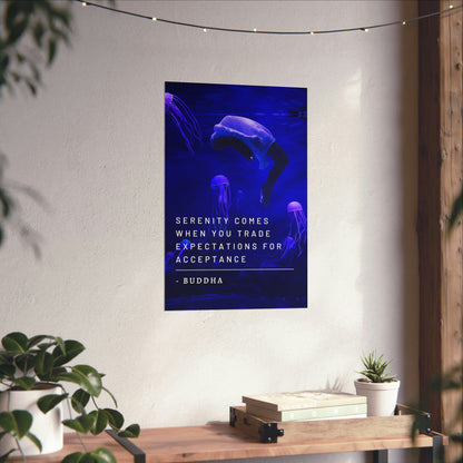 Float like a Jellyfish - Buddha Quote Matte Vertical Posters