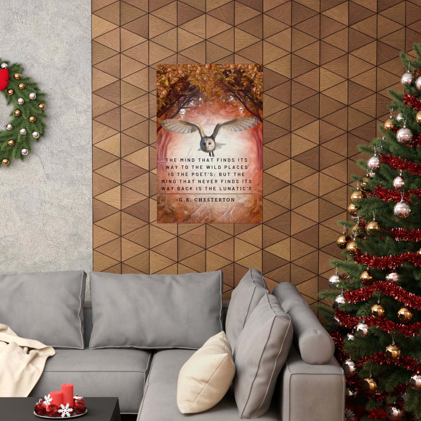 Owl in the Woods - GK Chesterton Quote Matte Vertical Posters