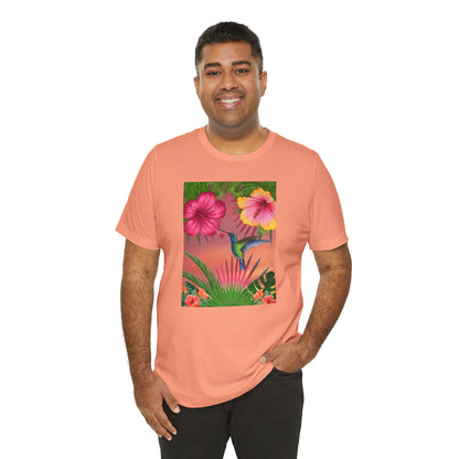 Hummingbird & Hibiscus Unisex Jersey Short Sleeve Tee