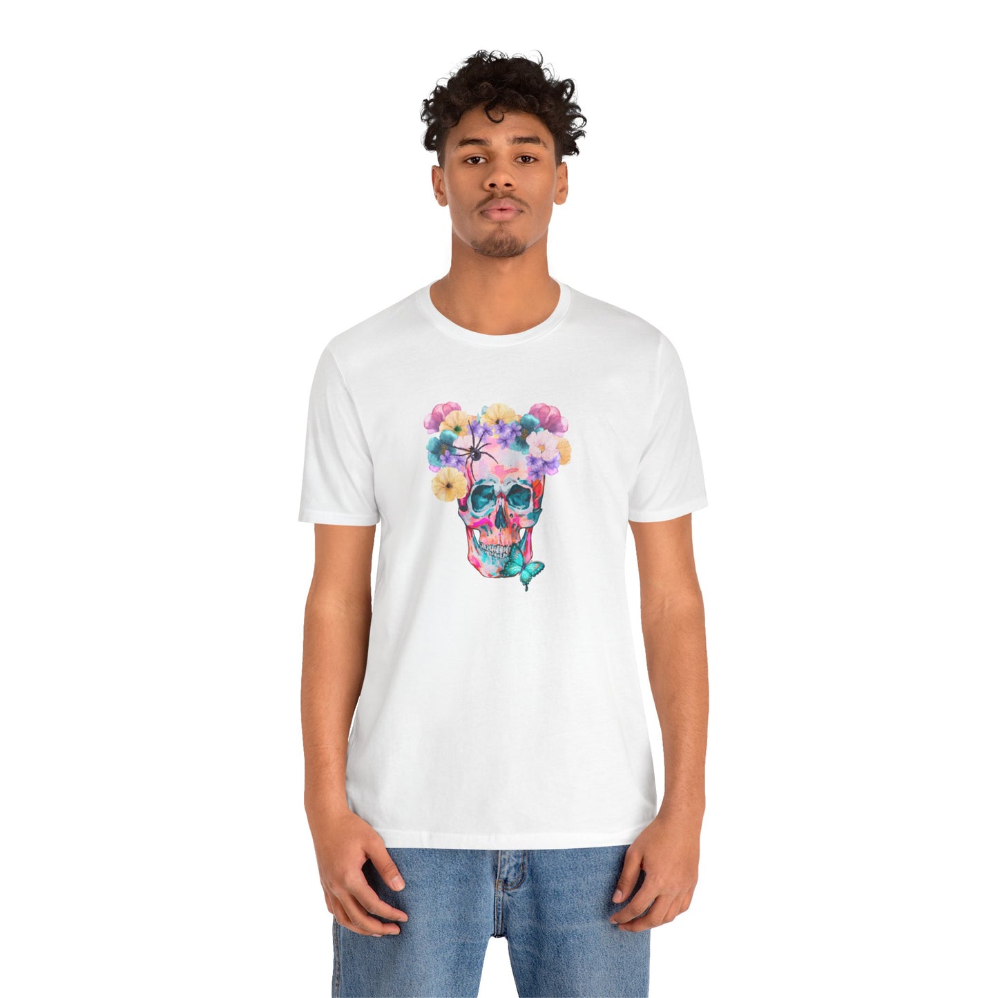 Neon Floral Skull Unisex Jersey Short Sleeve Tee