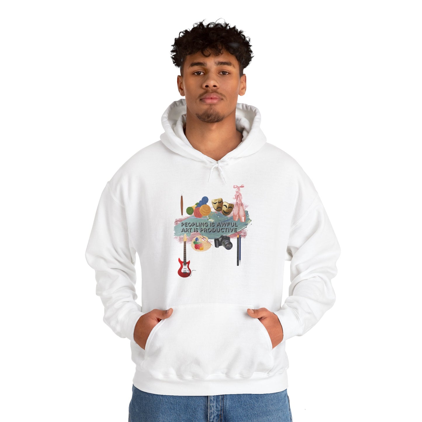 Peopling is awful. Art is productive. Unisex Heavy Blend™ Hooded Sweatshirt