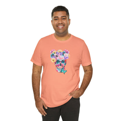 Neon Floral Skull Unisex Jersey Short Sleeve Tee