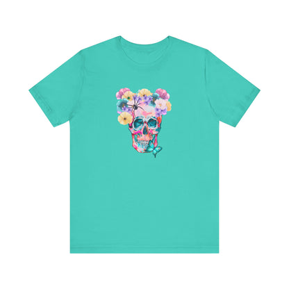 Neon Floral Skull Unisex Jersey Short Sleeve Tee