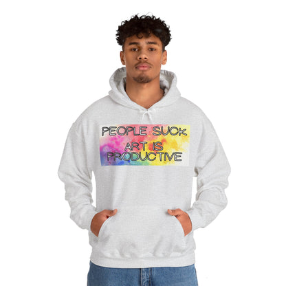 People Suck. Art is Productive. Unisex Heavy Blend™ Hooded Sweatshirt