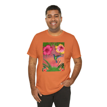 Hummingbird & Hibiscus Unisex Jersey Short Sleeve Tee