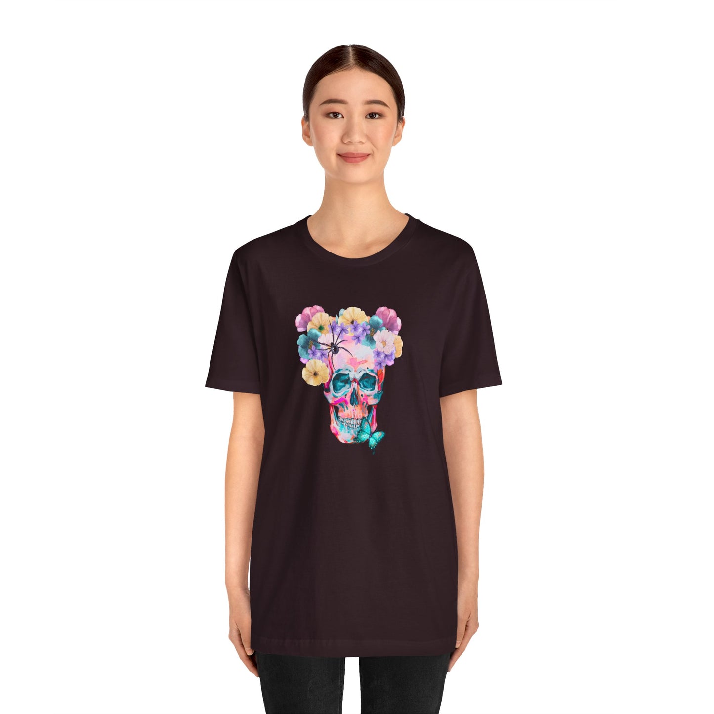 Neon Floral Skull Unisex Jersey Short Sleeve Tee