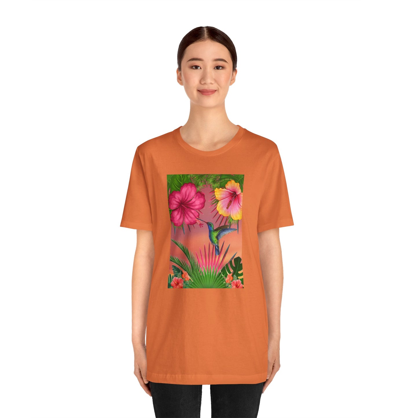 Hummingbird & Hibiscus Unisex Jersey Short Sleeve Tee