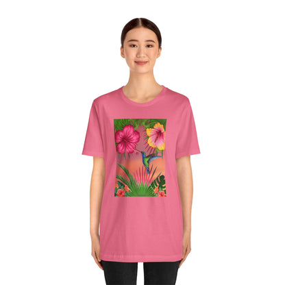 Hummingbird & Hibiscus Unisex Jersey Short Sleeve Tee